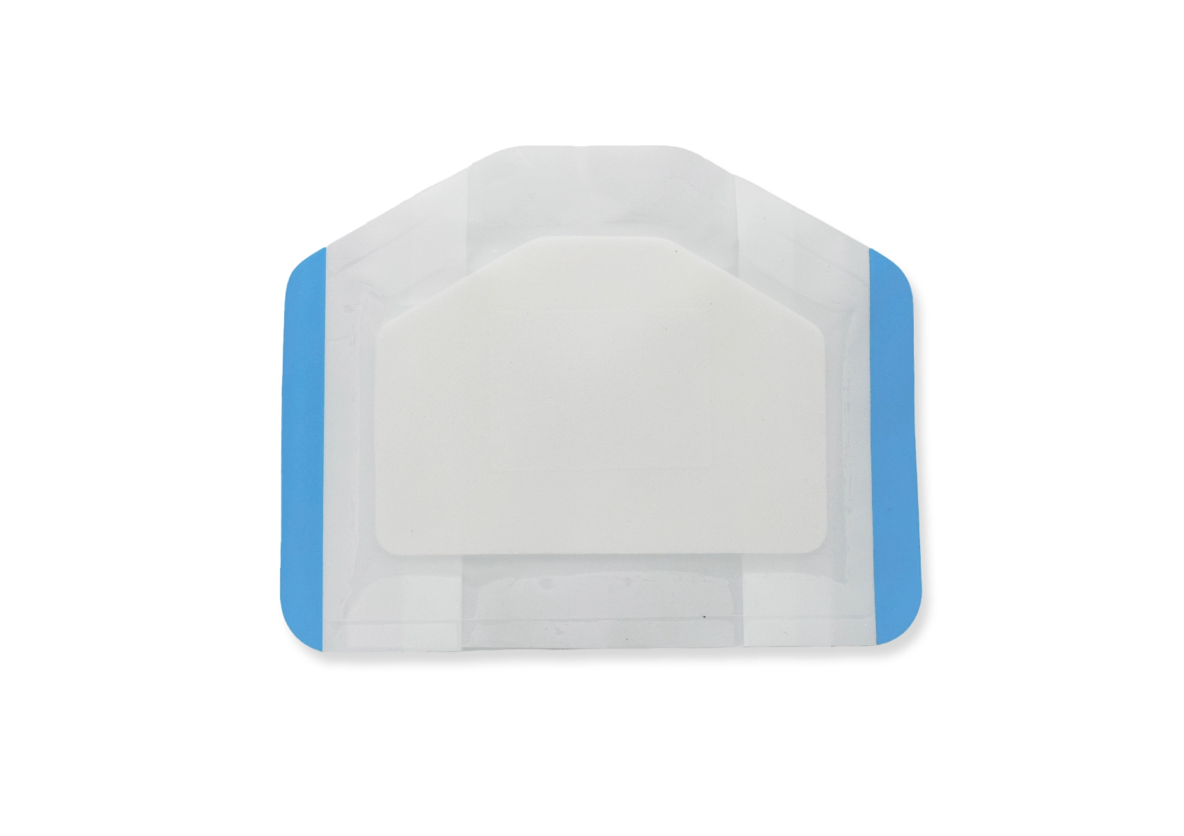 Dual adhesive bordered sacral shape foam dressing not fully covered